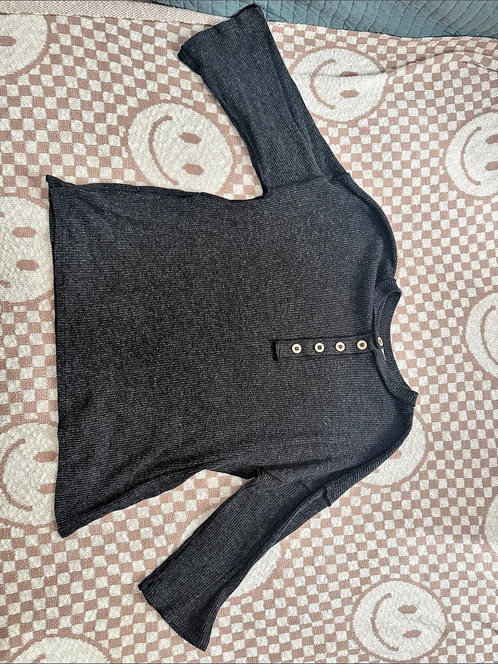 Zenana- Women’s Black Henley Top - Picture 3 of 6